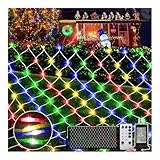 KNONEW Christmas Net Lights 420 LEDs 13ft x 6.6ft Outdoor Mesh Lights Connectable Waterproof 8 Modes & Timer Plug-in Net Fairy Lights for Bushes Garden Party Wedding Holiday,Multicolor