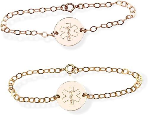 Miniatura 8 de Medical ID Bracelet for Women, Personalized Medical Alert Bracelets 14K Gold Filled Rose Sterling Silver