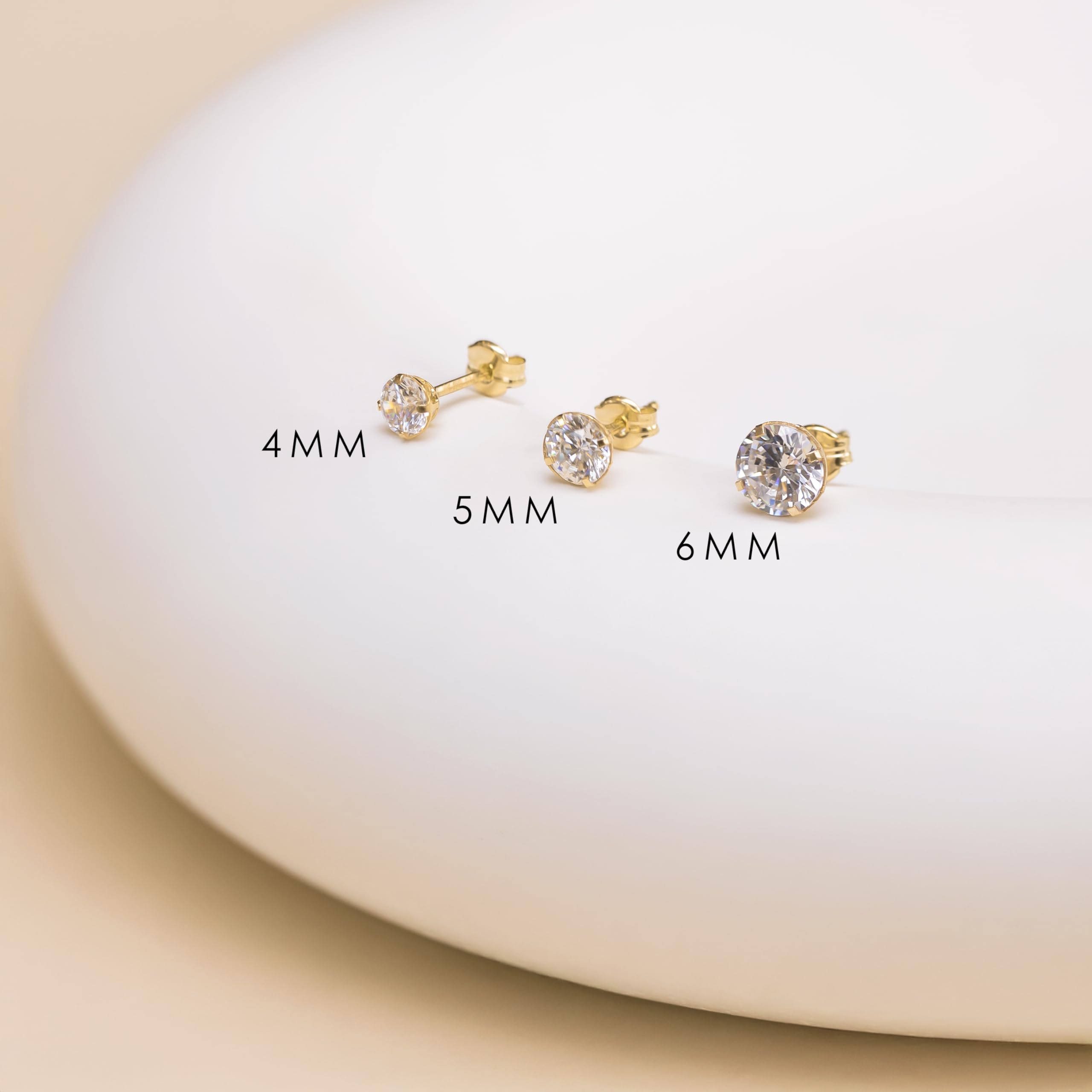 Damen Rund kubic Zirkonia Ohrstecker 9k(375) Gelbgold