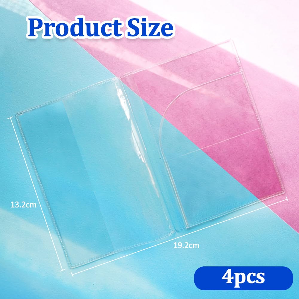 Pack of 4 | Passport Covers Transparent, Protective Passport Holders, Clear Plastic PVC Passport Case with 2 Slots, Passports Cover Water & Dust Proof, Anti Scratches