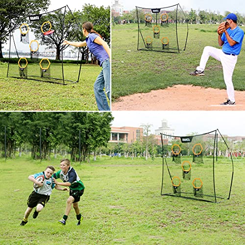 Vancl Football Training Net Portable 7X7Ft Knotless Quarterback Throwing Net For Improving Football Accuracy Throwing With 5 Target Pockets &Carry Bag #TOP6
