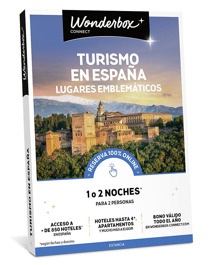 WONDERBOX – Cofre Regalo Turismo en España - De 1 a 2 Noches para 2 Personas - Escapada para Parejas - Regalar experiencias - Hoteles en Las Zonas españolas más emblemáticas
