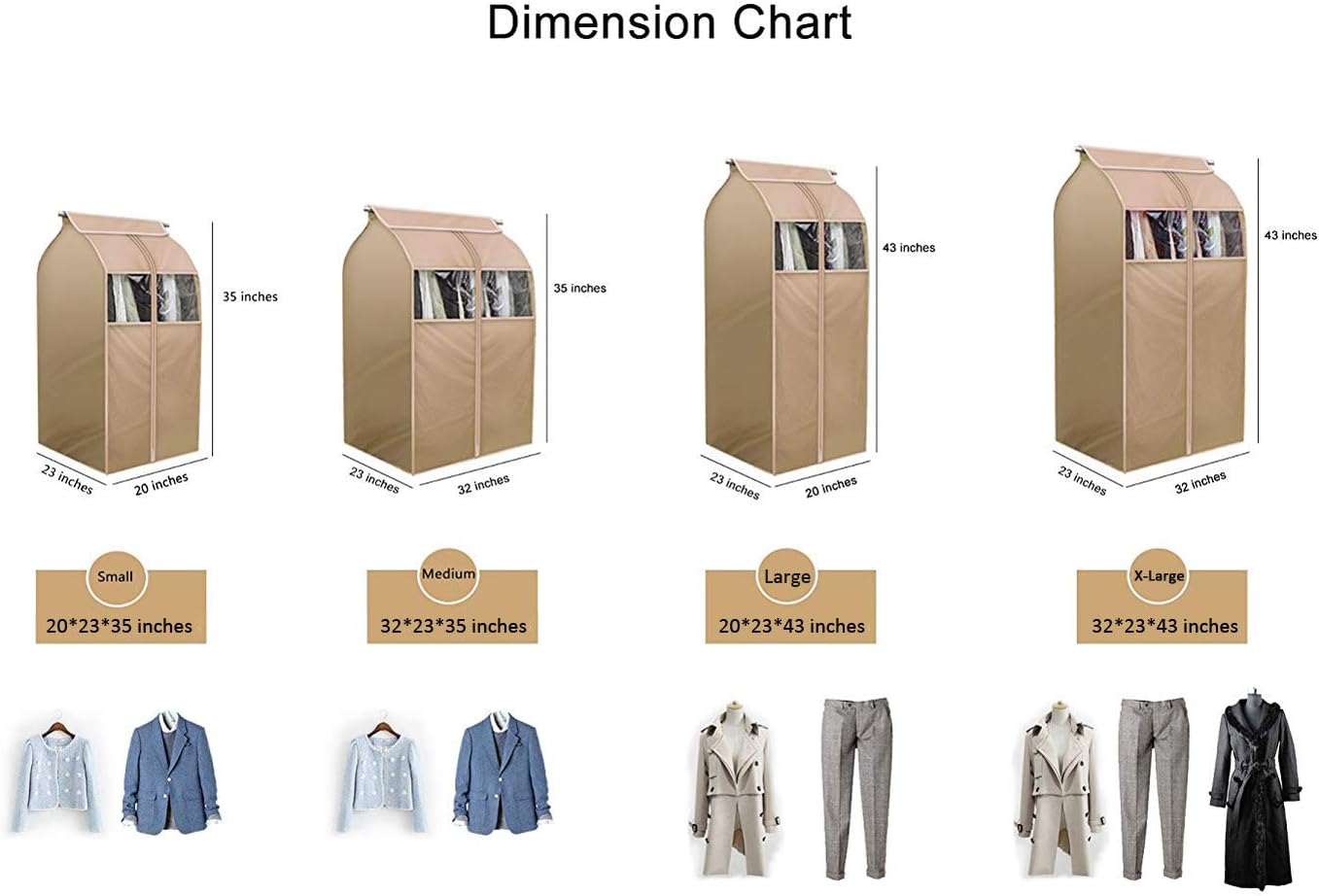 Garment Storage Bag Hanging Clothes Dustproof Cover With Clear Window In Wardrobe/Moisture, Dust Resistant Protector Cover With Zipper (Not Including Frame)