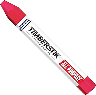 Markal 200 Lumber Crayon Economical Wax Based Marker, 1/2" Hex, 4-5/8" Length, Red (Pack of 12)