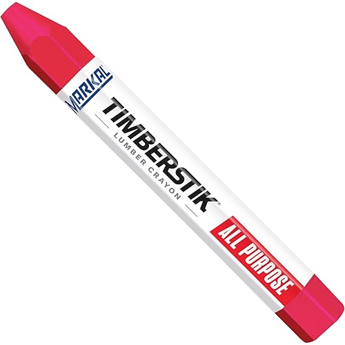 Markal 200 Lumber Crayon Economical Wax Based Marker, 1/2" Hex, 4-5/8" Length, Red (Pack of 12)
