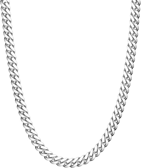 Evegfts Gold Chain | Silver Chain Men, 3.5/5/6/9/12MM Mens Chain Necklace Miami Cuban Chains for Men Women Jewelry Gift for Women Men Boy Girls Super Sturdy Shiny Mens Necklaces 18/20/22/24/26 Inch