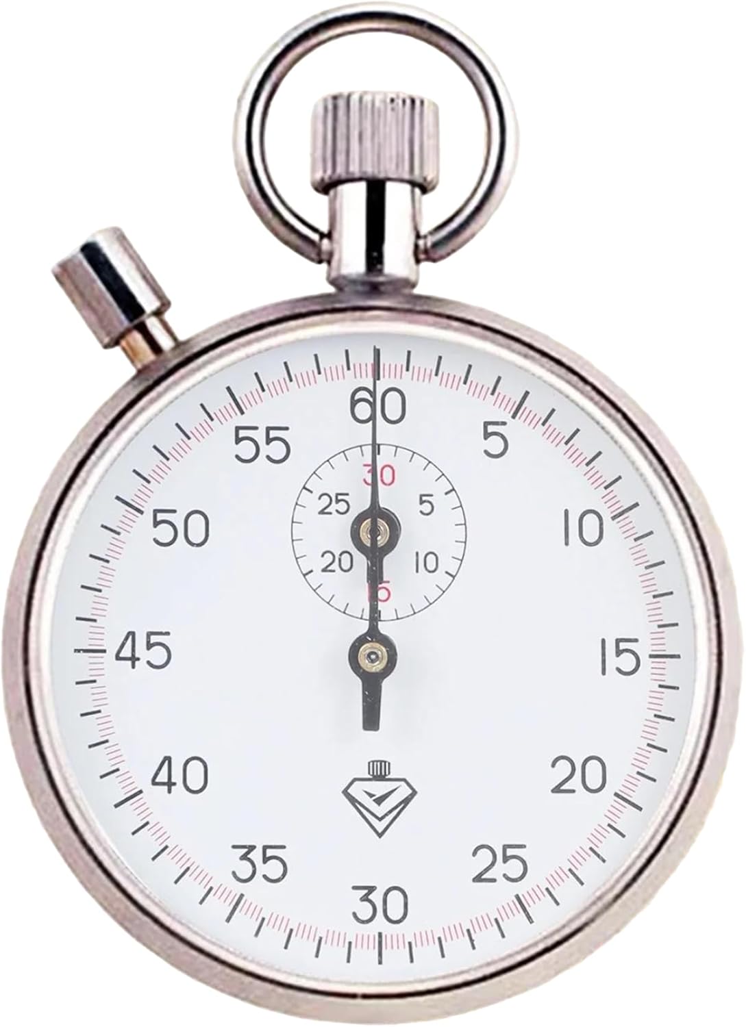 Stainless Steel Mechanical Stopwatch, Analog Handheld Timer for Running Training Experiments