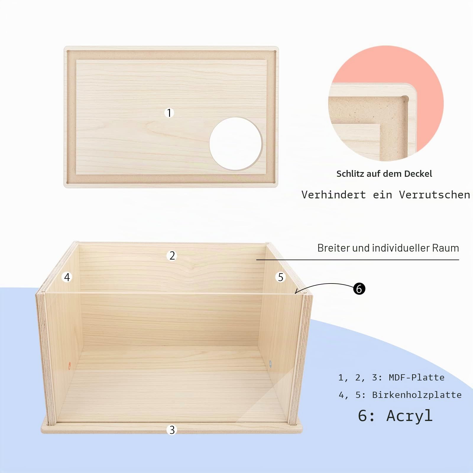 Niteangel Sichtbare Hamster Grabbox für syrische, Zwerghamster, Roborowski, Campbell-Hamster, Gerbils, Mäuse, Lemminge, Degus oder andere kleinere Haustiere (Eichenholzfarben)