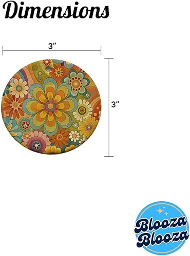 Miniatura 5 de 70's Retro Groovy Hippie Pretty Floral Design 2025 Round Ceramic Holiday Christmas Tree Ornament