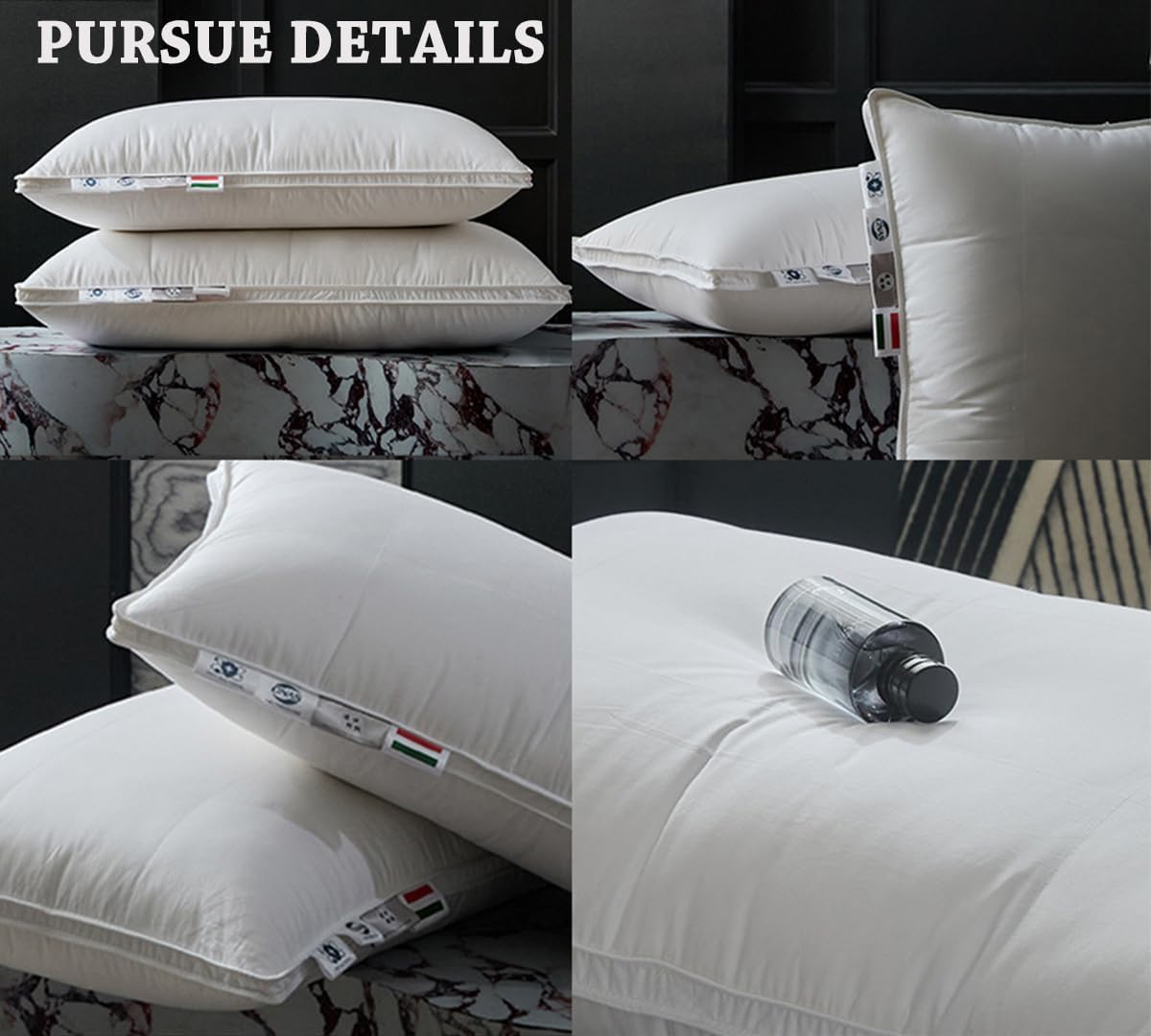 Bed Pillows, Soft Pillow for Sleeping, Premium Goose Down Pillows, Comfortable Home Pillows (Softness-Medium × 1)
