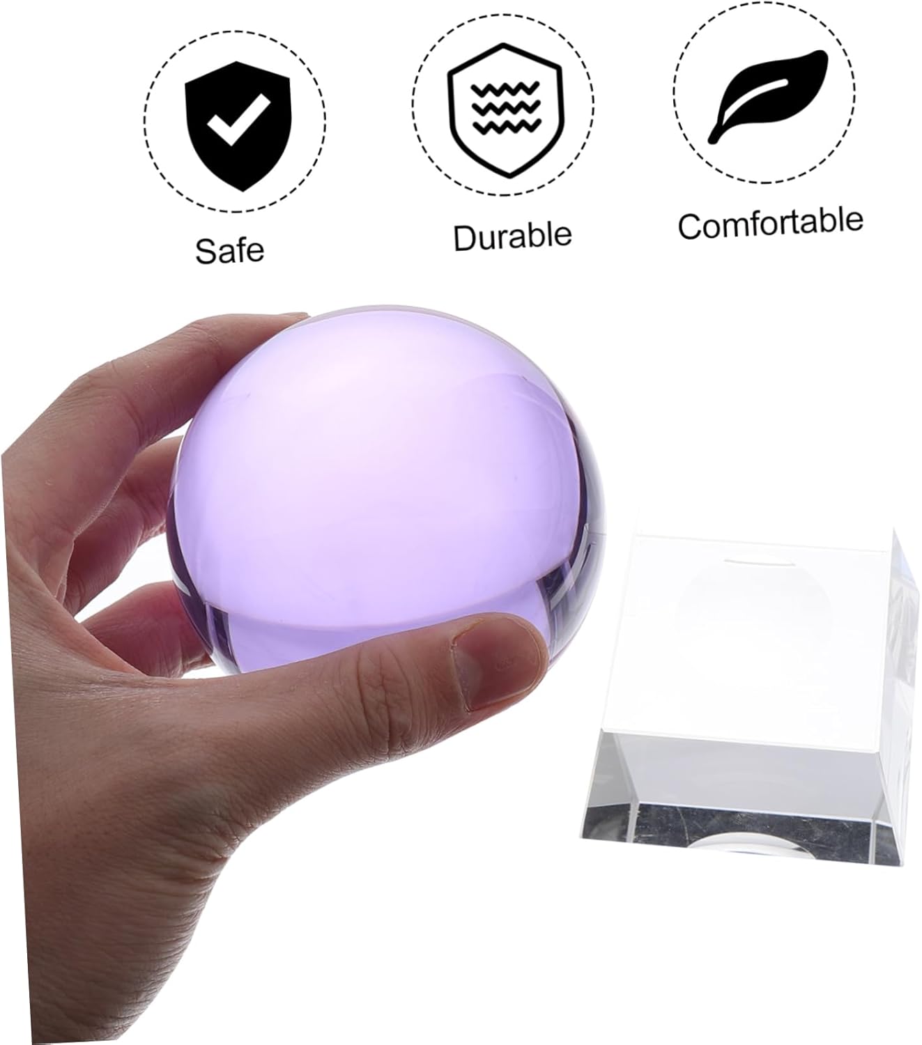 Alipis 1set Purple Crystal Ball with Holder Creative Crystal Art Decor for Birthdays Weddings with Transparent Base