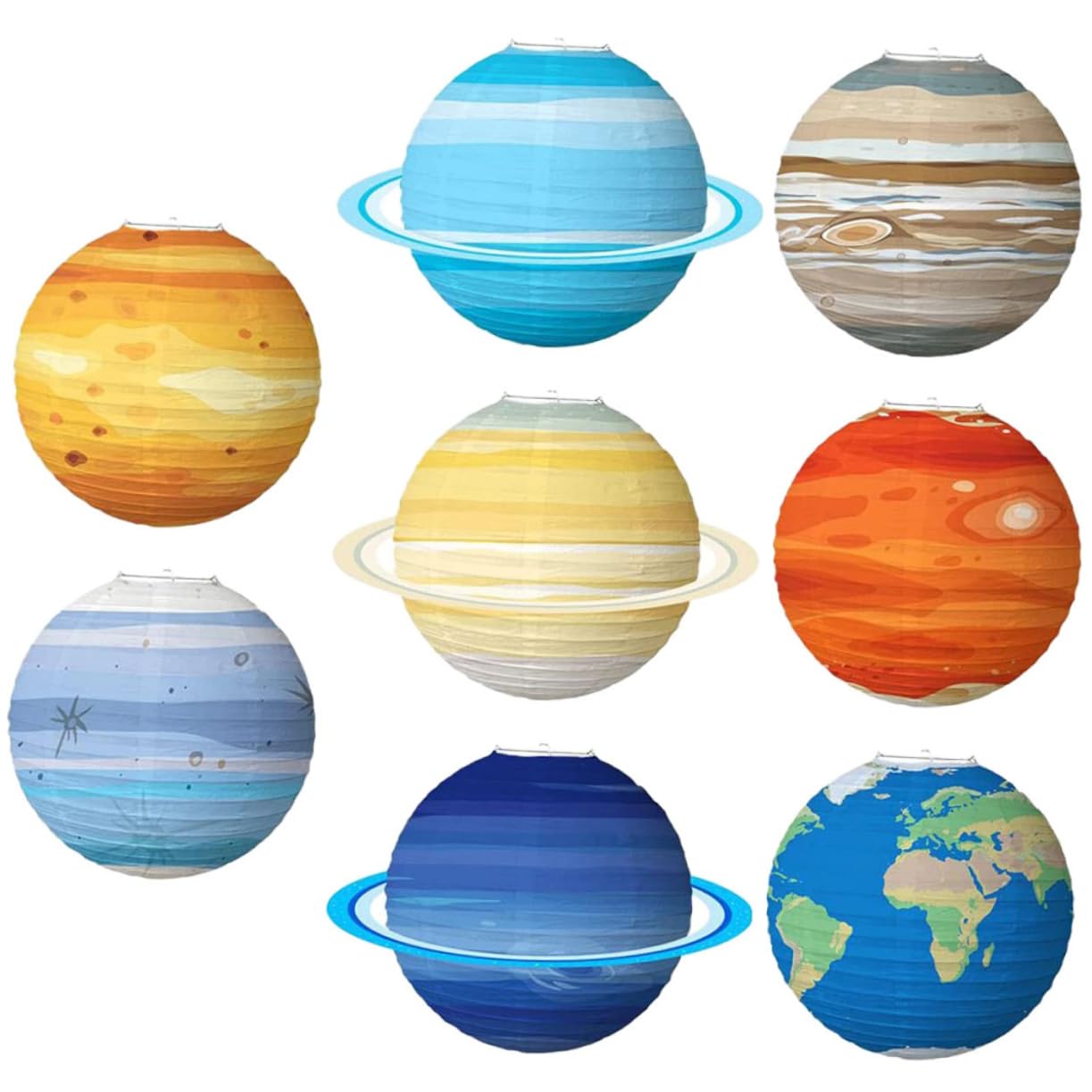 Veemoon 8piezas Farolillos De Papel Espaciales Para Decoración De Cumpleaños y Fiestas Temáticas Linternas Colgantes De Estrellas Para Eventos De Cumpleaños y Celebraciones Interiores