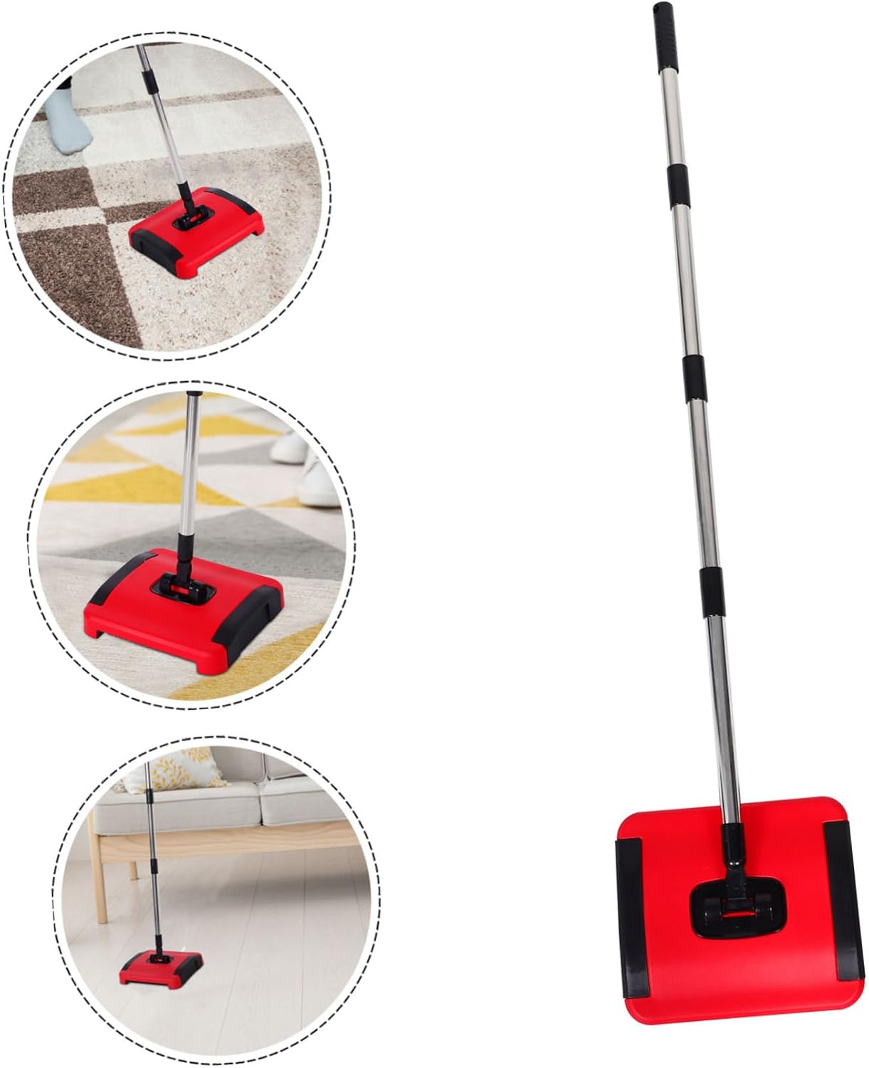 Cabilock Portable Carpet Sweeper with Height for Effortless Home Cleaning Non-Electric Lightweight Broom for Pet Hair Removal Carpets and Floors