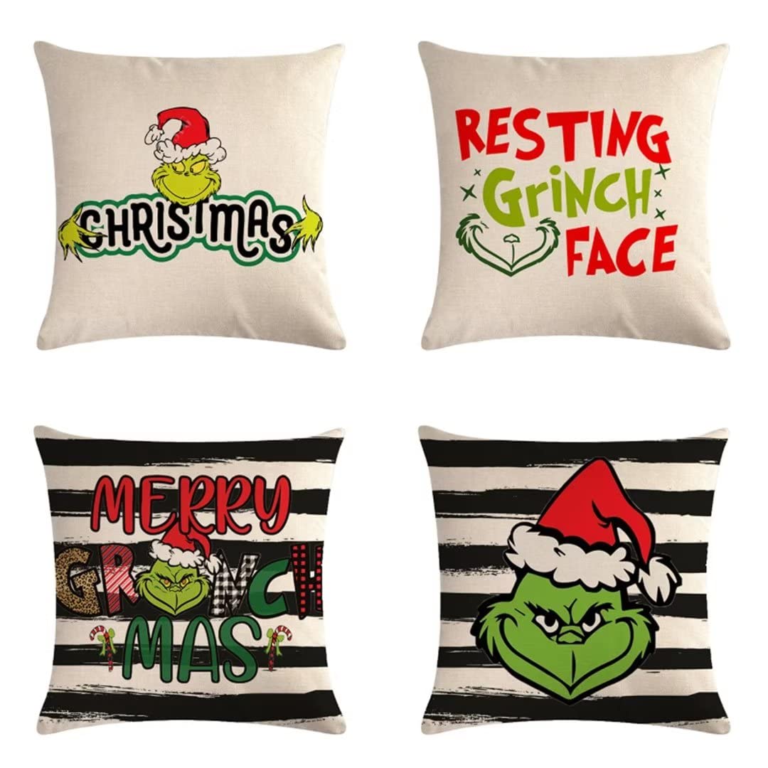 Housse coussin Noël 40x40 anti-plis en lin pour rafraîchir un canapé usé
