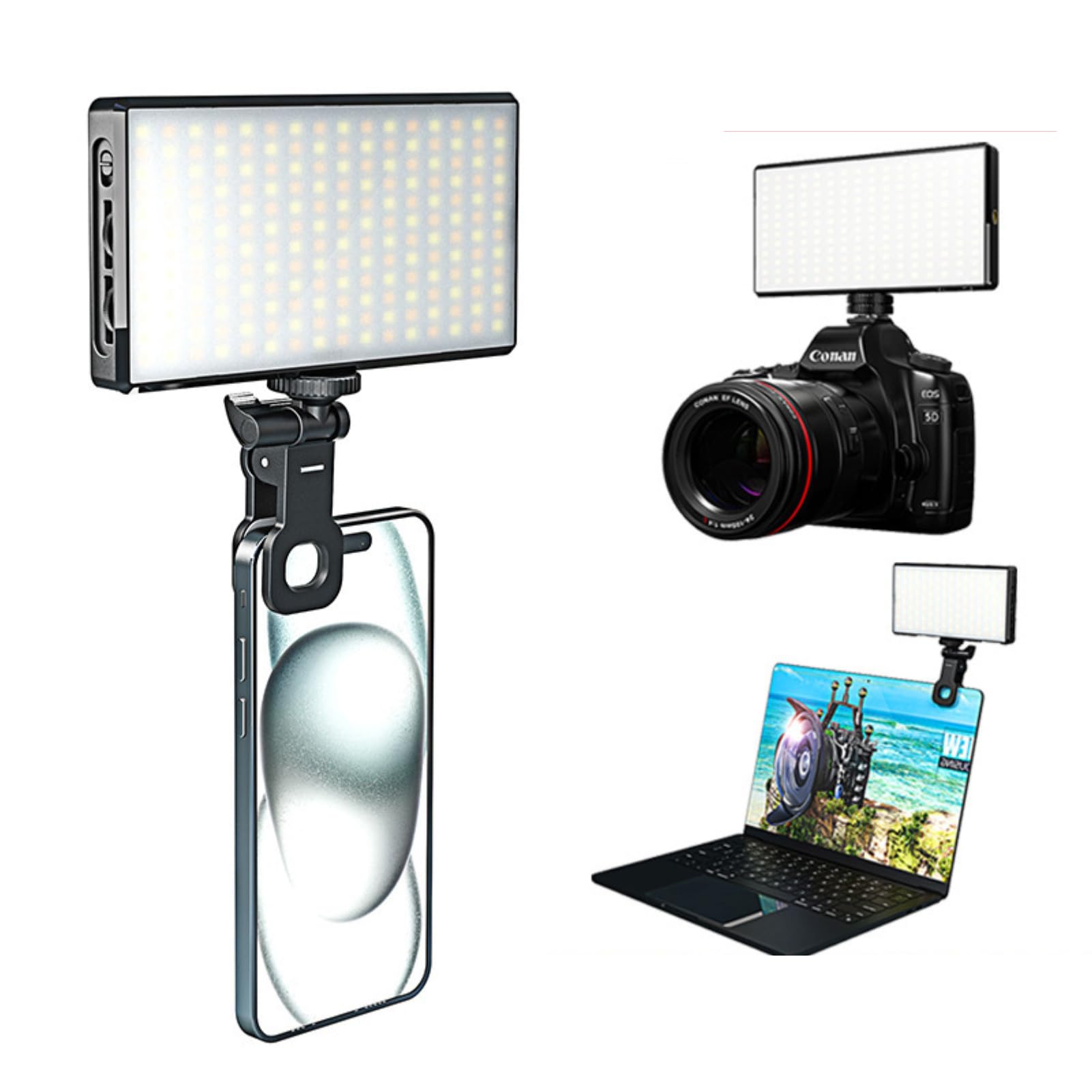 LED Photography Lamp, Portable Video Fill Light with Adjustable Brightness, 192 LEDs, 2500K to 9000K Color Temperature, CRI >95, Type C Charging, for