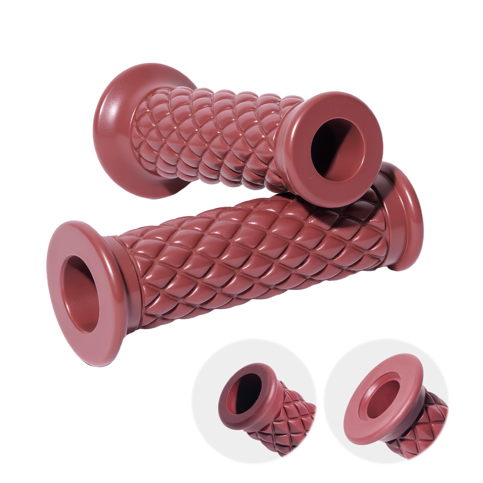 StarknightMTMotorcycle Vintage Non Slip Handlebar Grips 7/8" 22mm 1" 24mm Rubber Handle Grips, Open End