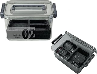 Estuche de almacenamiento sellado para cámaras y lentes con absorción de golpes y asa oculta, ideal para viajes para un uso seguro, almacenamiento de cámara; a prueba de humedad; organizador portátil