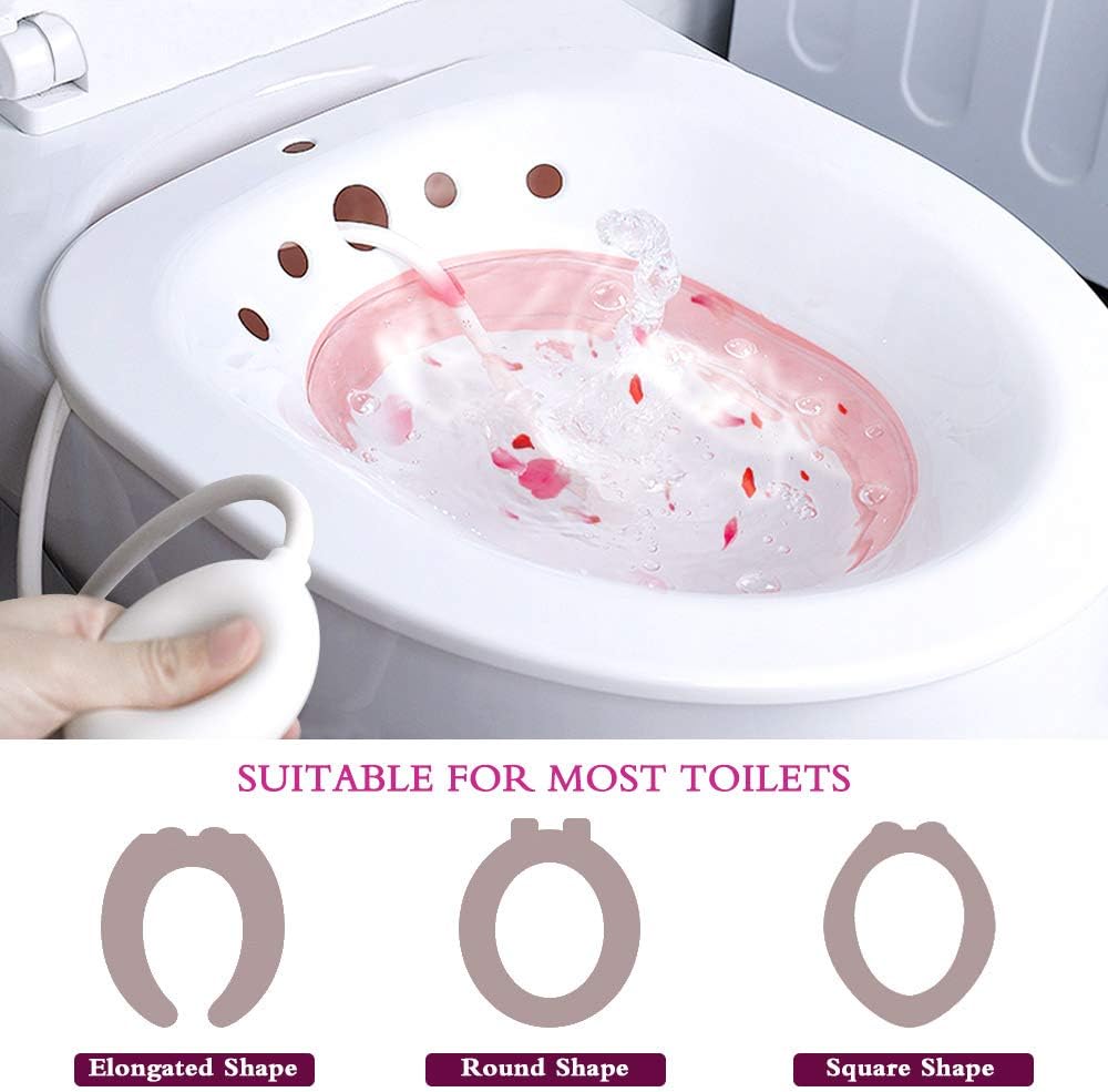 Sitz Bath，Comfortable Sitz Bath for Hemorrhoids，Foldable Sitz Bath for Postpartum Care，Sitz Bath for Toilet Seat to Solve Hemorrhoid Troubles,Postpartum Care to Relieve Inflammation（Pink） : Health & Household