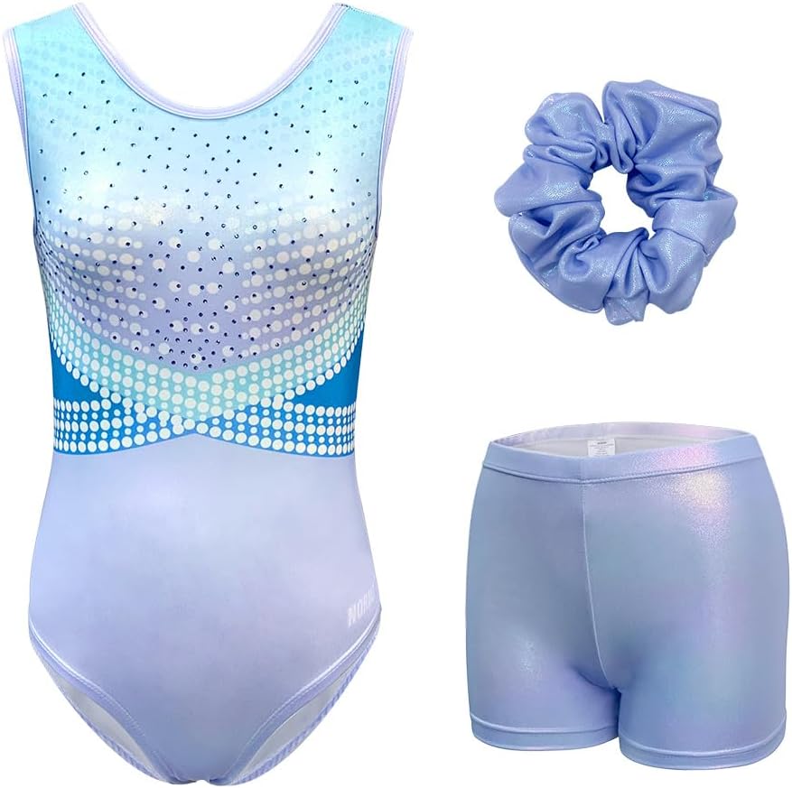 Gymnastics Leotards for Girls Sparkly Rhinestone Ballet Dance Unitards Toddler Activewear for 3-12Y Biketards with Shorts