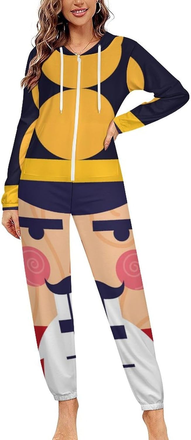 Face Nutcracker Soldier Adult Pajamas Onesie with Hood Pocket Jumpsuits One Piece Sleepwear