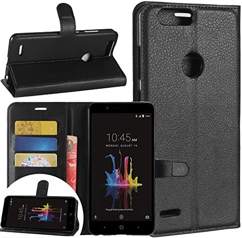 FARRED360 ZTE Blade Z Max Case, ZTE Zmax Pro 2 Case, ZTE Sequoia Z982 Wallet Case, Preminum PU Leather Flip Credit Card Slots Cash Holder Protective Case with Magnetic Flip Stand, Black