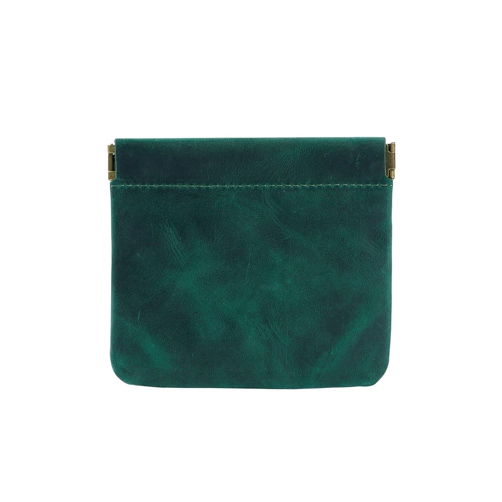 AYWTIUN Leather Drawstring Pouch Leather Coin Purse, Cowhide Drawstring Pouch with Spring Return Closure, Small Retro Bag 12x10.5cm