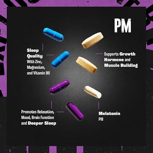 Miniatura 4 de Animal PM - Zinc, magnesio, vitamina B6, GABA + AKG, complejo inmune y de recuperación, sueño y relajación, píldoras de suministro de pilas