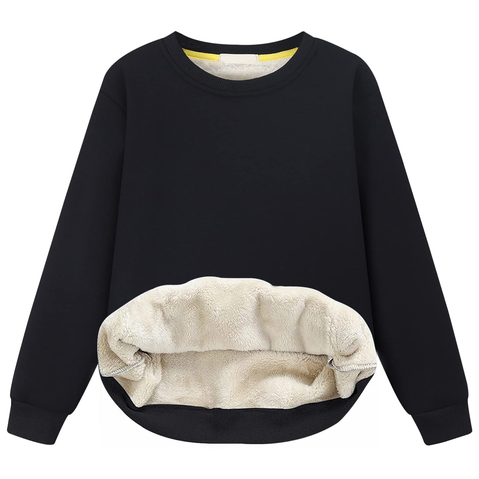 Girls Sweatshirt Kids Fleece Lined Sweatshirts Winter Warm Sherpa Crewneck Pullover
