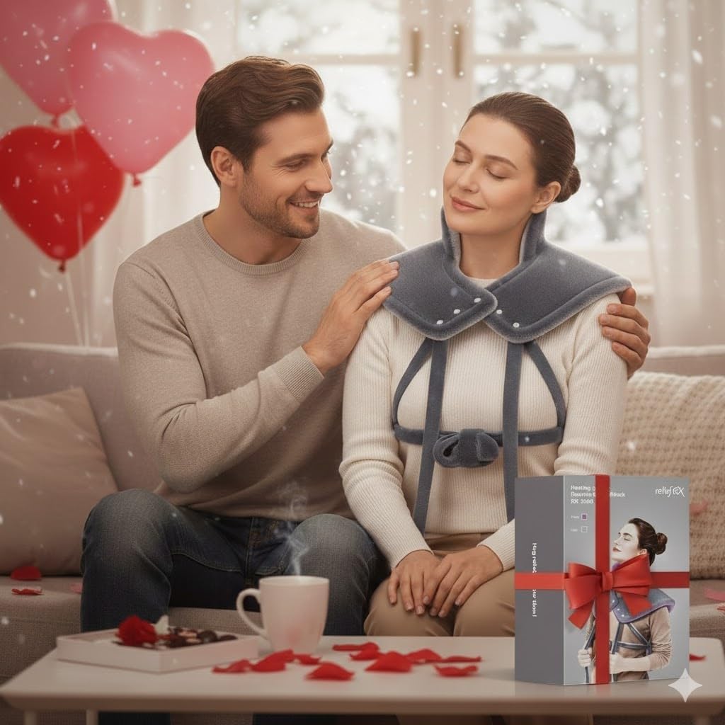 Snug-Fit Heating Pad for Neck, Shoulders & Back - 4-Strap Ultra Secure Fit, CoreMatrix™ Rapid Heating, Pain Relief, Soft Washable Fabric, for Women, Men & Mom, 6 Heat, 4 Timers - Purple