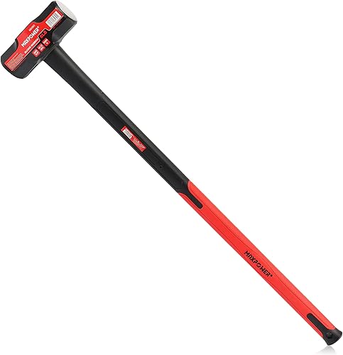 Miniatura 22 de MAXPOWER Martillo de club de 4 libras, mini martillo de trineo con mango de fibra de vidrio de 9 pulgadas, cabeza de acero forjada