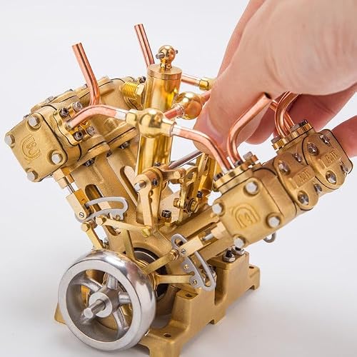 Mini Steam Engine Kit, RW-V4 4-Cylinder Reciprocating Live Steam Engine with Reversible Stephenson Valve for 90-150cm Steamship, STEM Learning & Physical Experiment Demonstration for Adults - Image 9