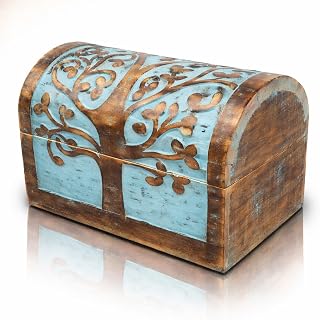 Handmade Wooden Jewelry & Keepsake Box, Decorative Storage Box, 9 x 6 Inch