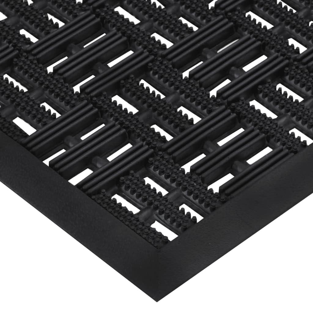 Paillasson rectangulaire en caoutchouc antidérapant et imperméable avec trous de drainage, lavable pour porte d'entrée, balcon et terrasse, tapis absorbant 45 x 75 cm