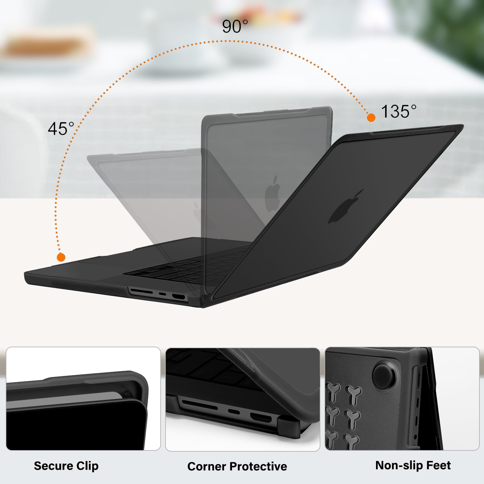 MOSISO Funda Compatible con MacBook Pro 16 Pulgadas 2025 2024-2021 M4 M3 M2 M1 A3403 A3186 A2991 A2780 A2485, TPU Bumper Antirayaduras&Antihuellas Dactilares Carcasa Dura&Teclado&Tipo C, Negro
