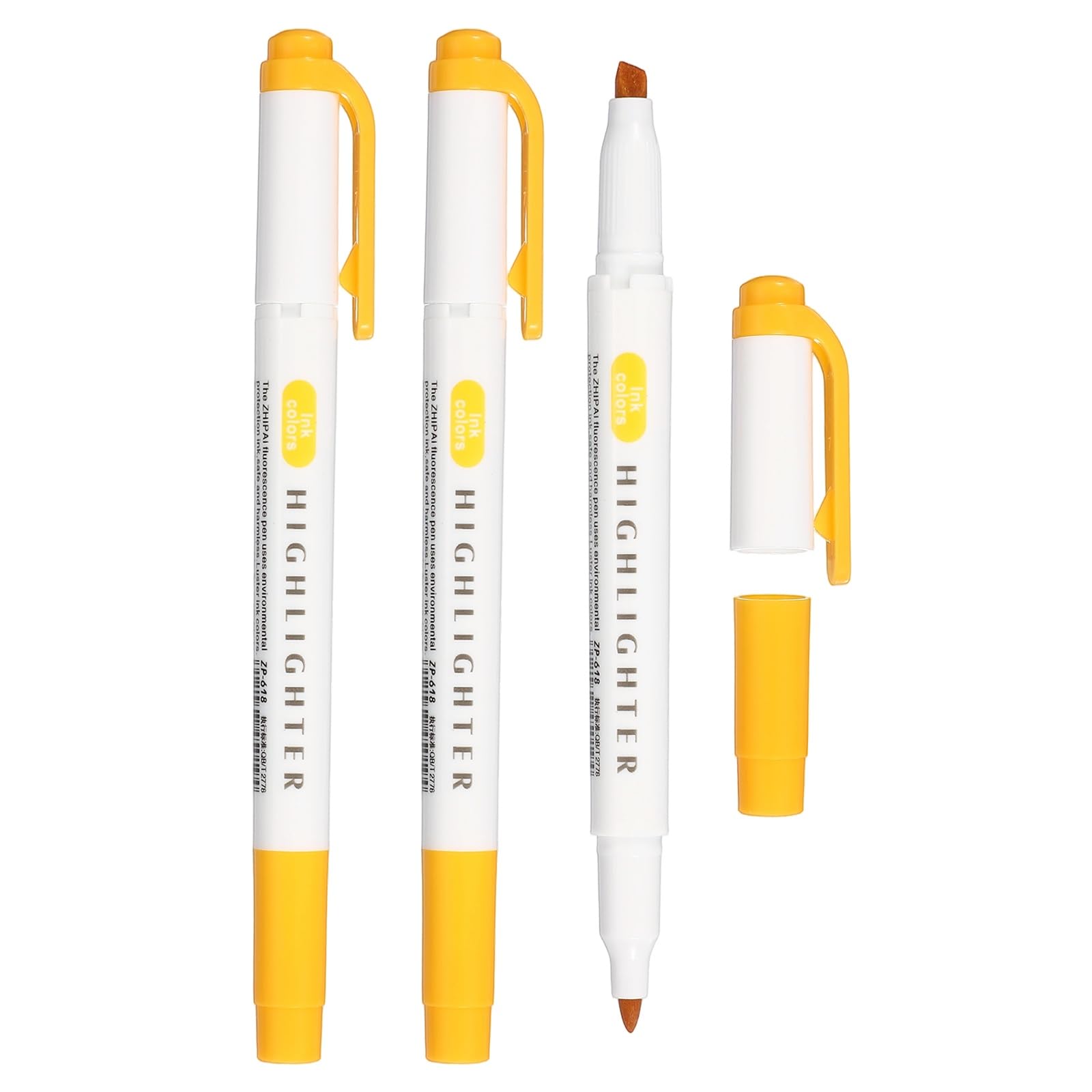PATIKIL Highlighter Pen, 3 Pack Double Ended Highlighter Broad and Round Tips Marker Pens Studying Supplies for Office Home Daily Use, Gold
