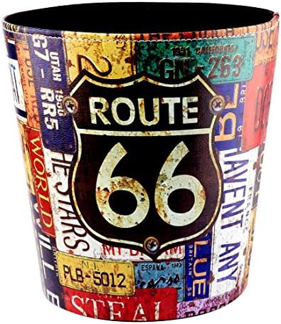 Wastebasket Trash Can for Bedroom Bathroom Kitchen Office Recycling Garbage Bin - 66 Route Pattern