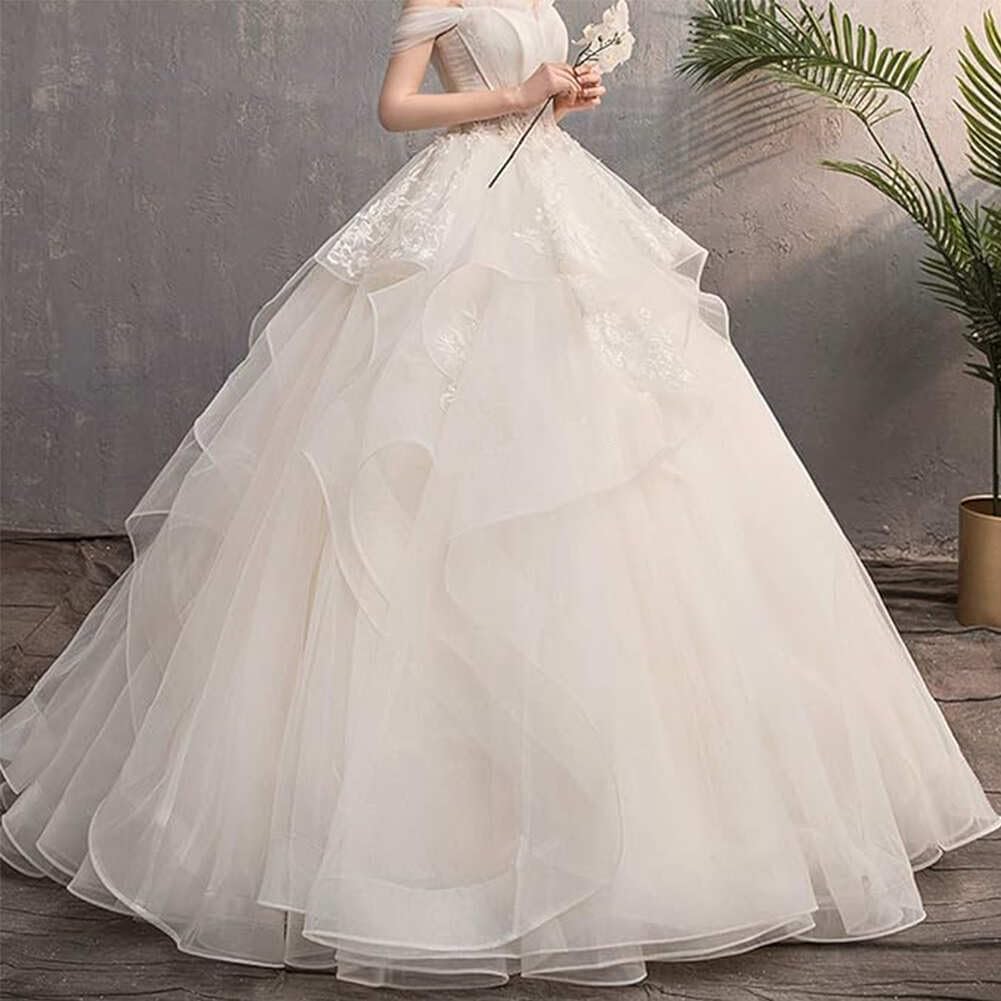 Women Crinoline Petticoat A-line 6 Hoop Skirt Slips Long Underskirt for Wedding Bridal Dress Ball Gown