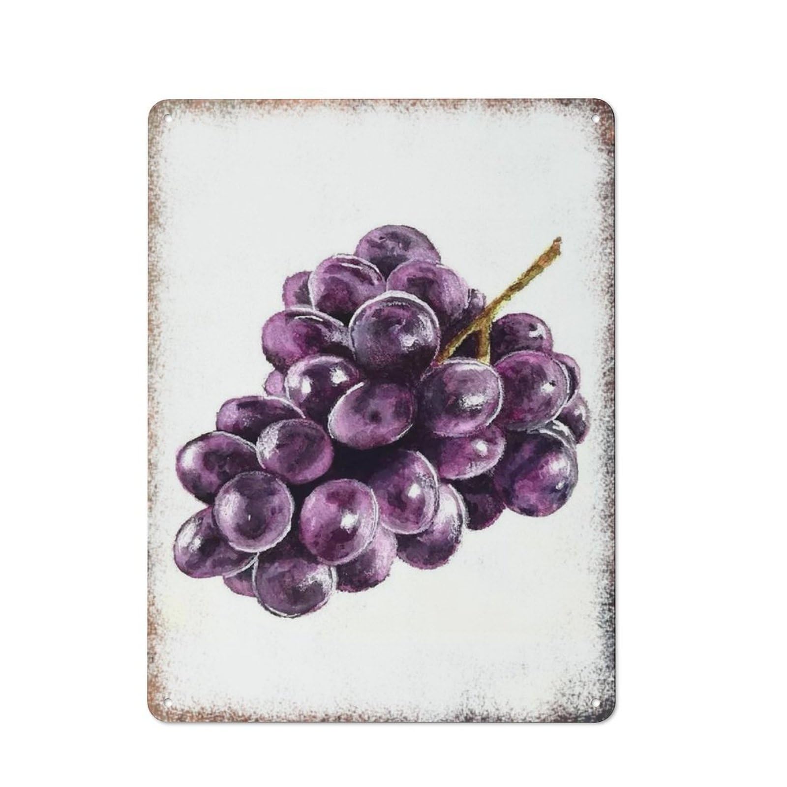 Watercolor Grape Harvest Fruit Minimalist Home Yard Vintage Wall Art 8x12inch