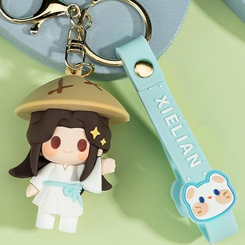 Vista 2 de CALEMBOU Llavero de anime, 2.4 pulgadas, lindo llavero de figura de Xie Lian Hua Cheng Chibi, mercancía china de Donghua Tian Guan Ci Fu