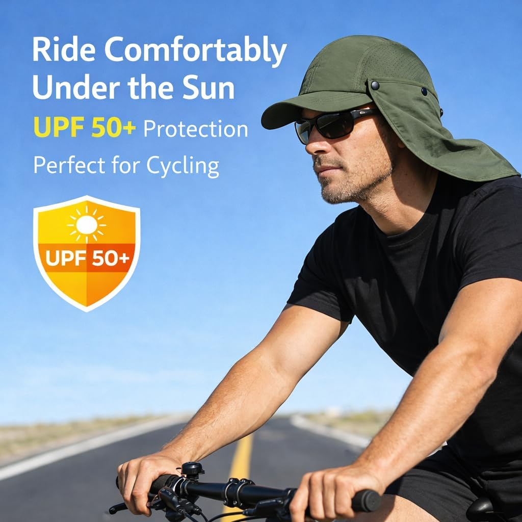 Mens L/XL/XXL Sun Hat with Removable Neck Flap UPF 50+ Fishing Hat image 2