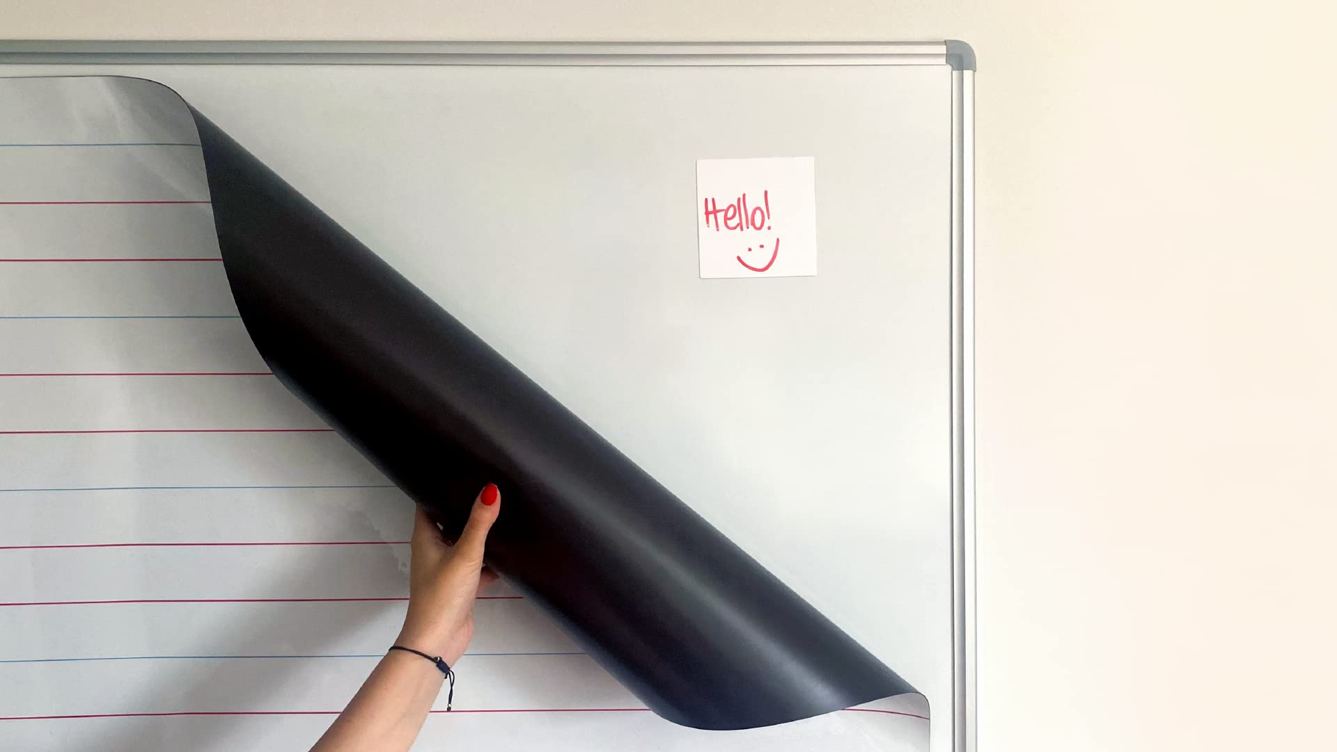 ALLboards Magnetisch Selbstklebend Folie Magnetauflage, Trocken abwischbar 80x95 cm - Kariert, Magnetic Dry-Wipe Overlay Sheet
