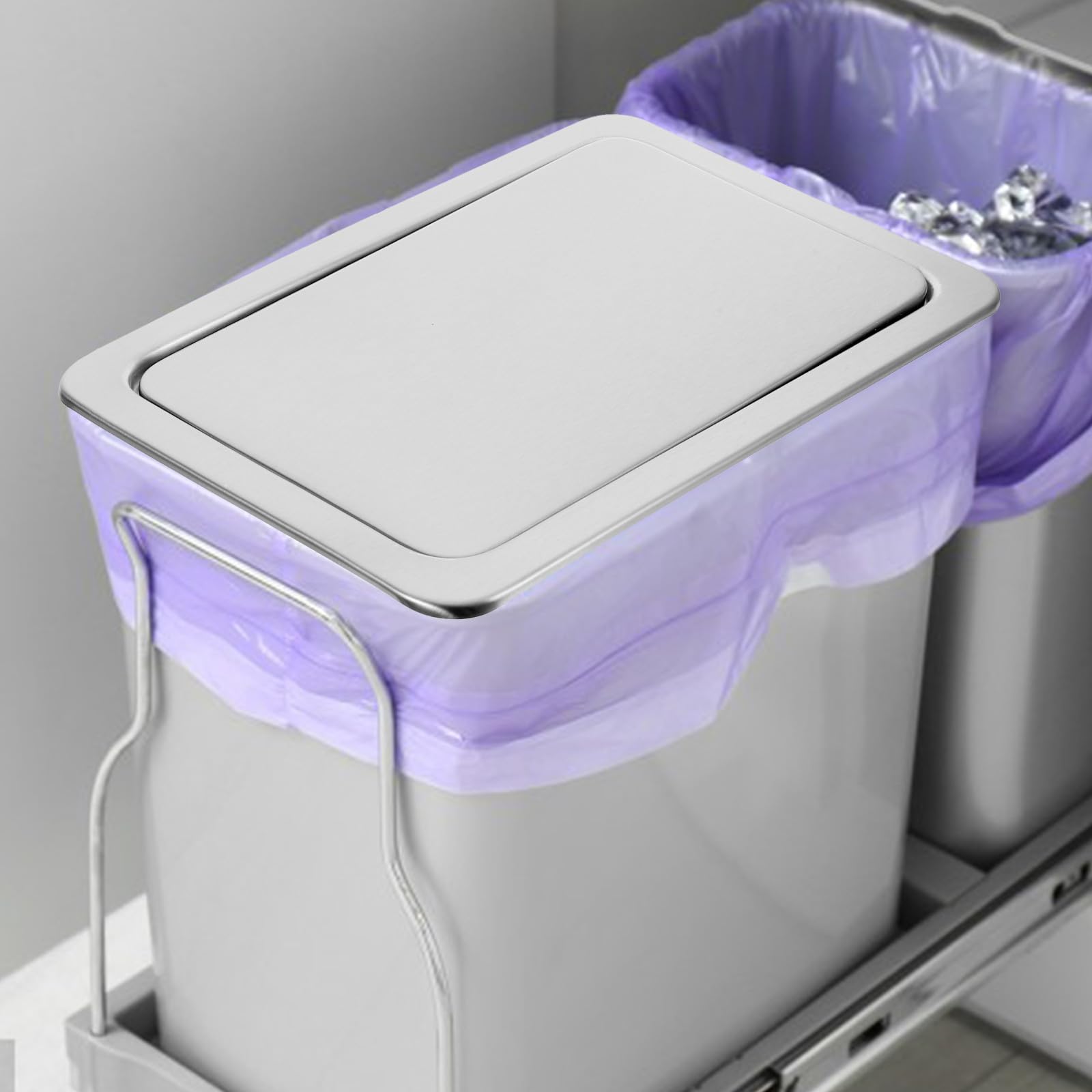 Ibasenice Coperchio Pattumiera Inox a Ribalta Integrato Per Cucina Ristorante Bagno Ufficio Facile Da Pulire