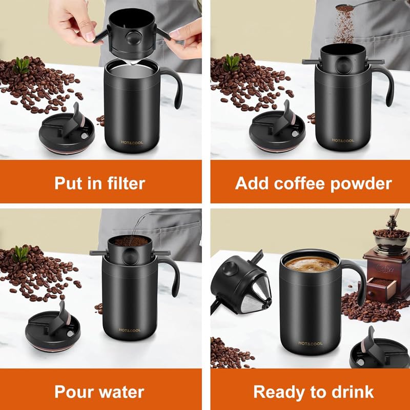 Tragbares Kaffeebereiter-Set 473 ml Camping-Kaffeetropfer mit wiederverwendbarem Becher