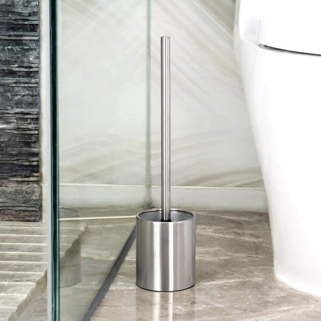Brosse WC et support - Brosse WC en acier inoxydable - Brosse WC ergonomique - Pour salle de bain et WC
