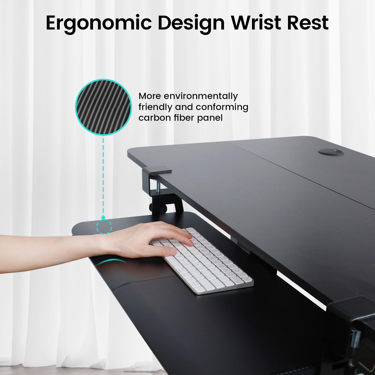 NearHub Bandeja grande para teclado extraíble debajo del escritorio con sistema de montaje de abrazadera C extrarresistente, 26 pulgadas (30 pulgadas, incluyendo abrazaderas) x cajón de computadora de
