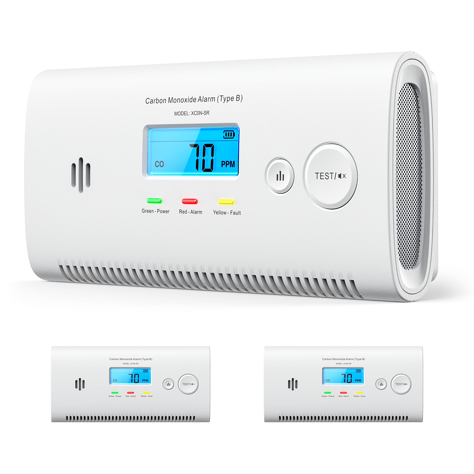 X-Sense Portable Carbon Monoxide Detector for Travel & Home, Replaceable-Battery-Powered CO Alarm with LCD Display and Peak Level Memory, XC0N-SR, 2-Pack