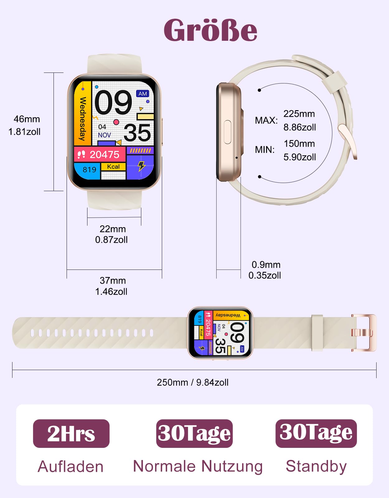 Smartwatch für Damen Herren Bluetooth-Anruffunktion 1.85" HD Fitnessuhr | 100+ Sportmodi,SpO2 Pulsmesser Schlafmonitor Schrittzähler,IP68 Wasserdicht Sportuhr,KI-Sprachassistent für Android iOS Handy
