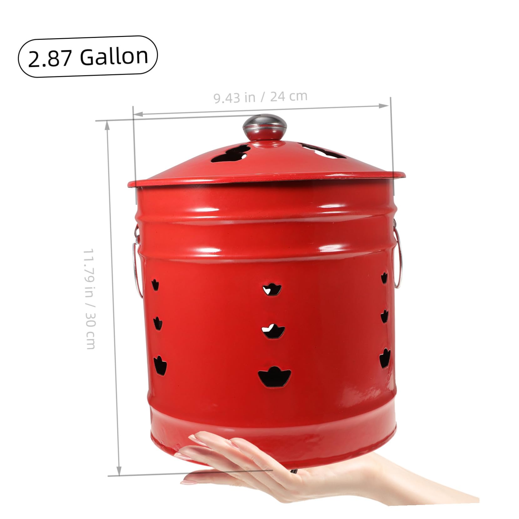 iplusmile Cubo para Quemar Papel Moneda En Jardín Esmalte Rojo 6 No., Incinerador Ventilación para Combustión, Barril De Sacrificio para Exteriores, 1 Unidad