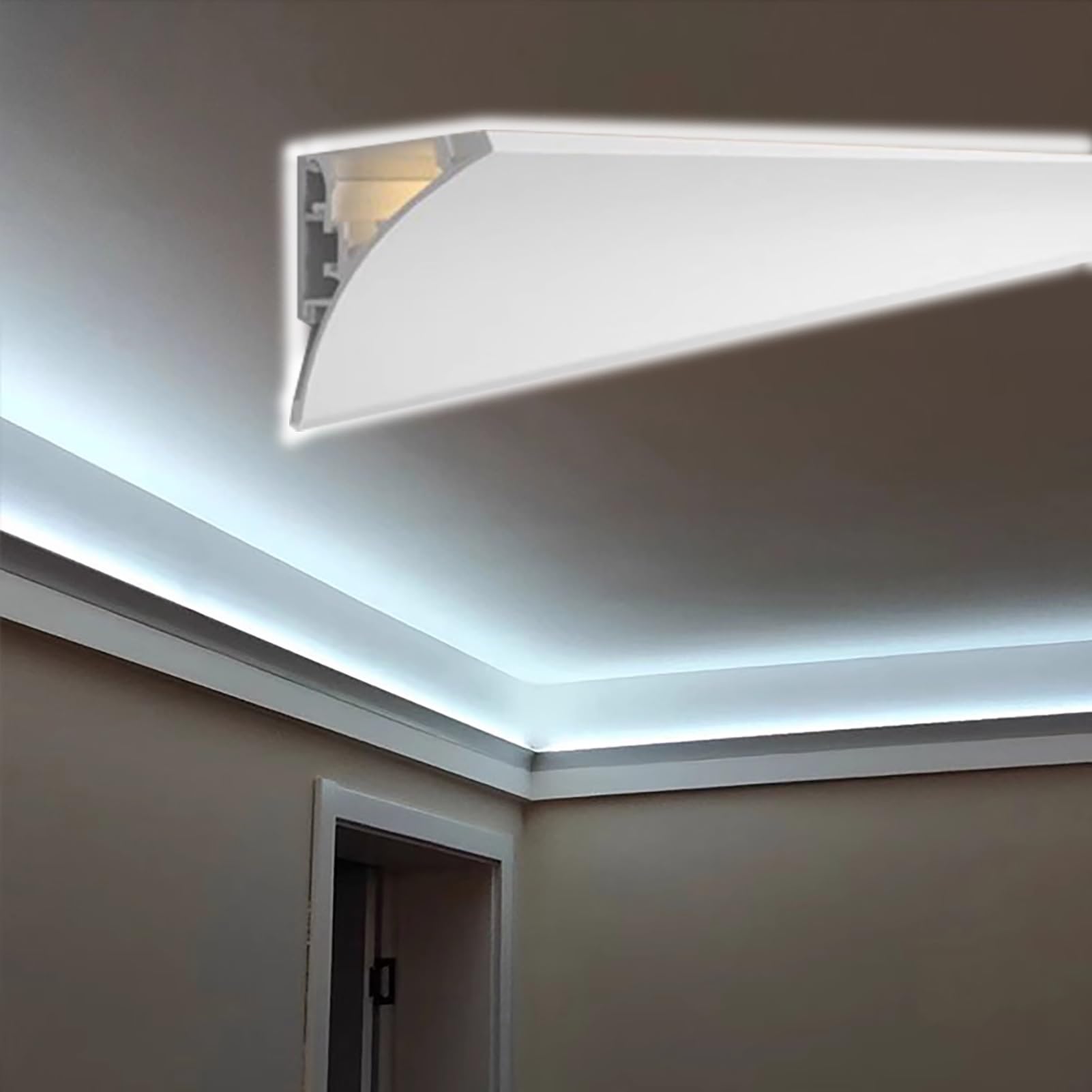 Profili per Strisce LED Set di 5 Canali LED Lineari, Profilo di Modanatura per Illuminazione Indiretta a LED in Alluminio, Diffusore per Striscia LED a Parete per Corridoio/Cucina/Ufficio