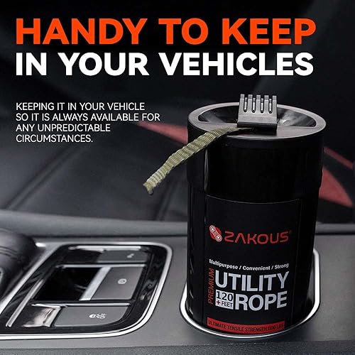 Miniatura 19 de Contenedor de cuerda multiusos de 120 pies, 1100 libras de resistencia, 100% cuerda de nailon, uso versátil para artículos esenciales de campamento